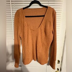 Boutique Scoop Neck Orange Sweater